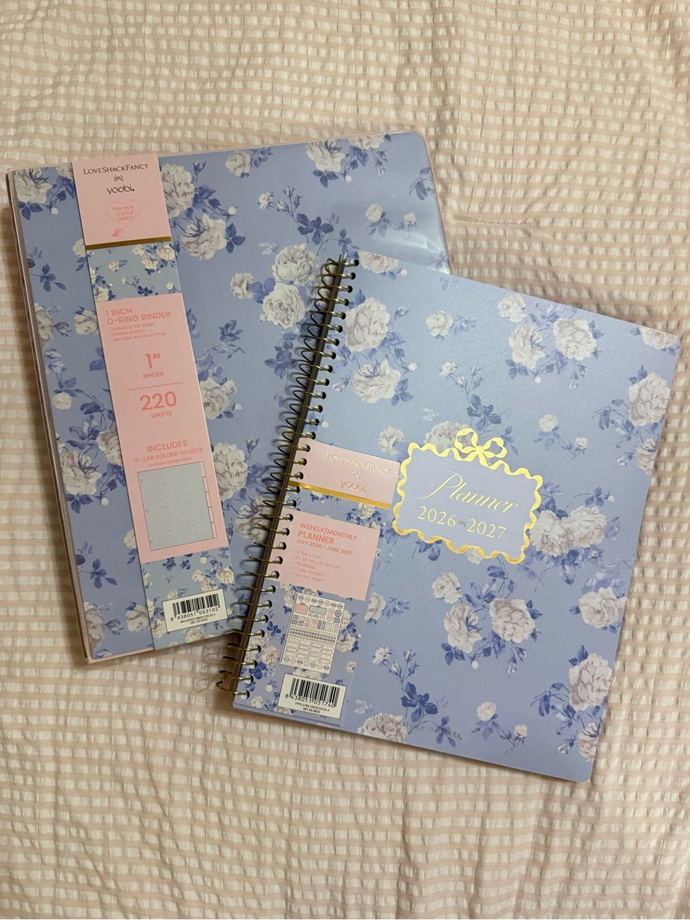 LoveShackFancy Blue Floral 8.5 x 11” 2026/2027 Planner & matching 3 ring binder